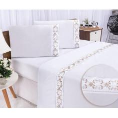 Jogo lençol Veneza quarto casal Padrão bordado 4 peças 2fronha - Shopp