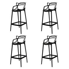 Kit 4 Banquetas Allegra Preta Cozinha Bistrô Bancada