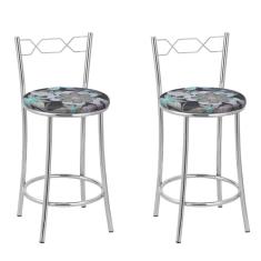 Kit 2 Banquetas Cromadas Bc51-C E507 Cromada/Preto