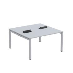 Mesa Plataforma Dupla Com Pé De Aço Para Coworking 140x140-2p Pdc14-14-2p Cinza