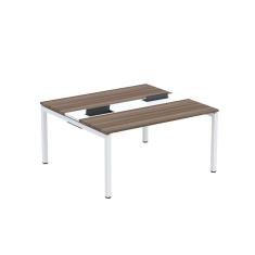 Mesa Plataforma Dupla Com Pé De Aço Para Coworking 150x140-2p Pdc15-14-2p Walnut-branco