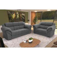 Conjunto Sofá Windsor Velut Cinza 3 e 2 Lugares 2,04m e 1,59m - King H