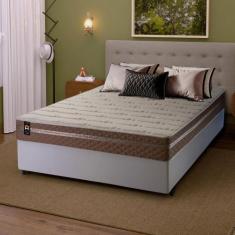 Conjunto Cama Box c/ Molas Ensacadas Georgia Bege Casal 138x188x60 - K