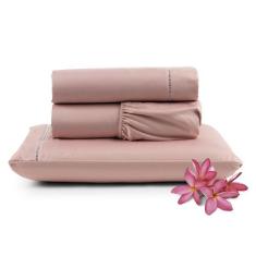 Jogo de Lençol Micropercal 400 Fios Solteiro 3 Peças Barato - Salmão -