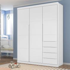Guarda Roupa Infantil 3 Portas 4 Gavetas Pérola Phoenix Baby Branco