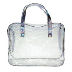 Bolsa Praia Pvc Transparente Alças Coloridas + Canga Saída De Praia Retangular