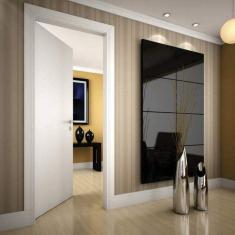 Kit Porta de Madeira 210x80cm Lisa Laqueada Direita Moldufama Branco