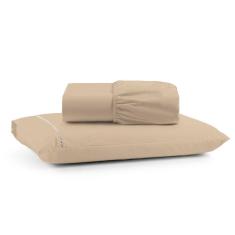 Jogo Cama Lençol Bali Solteiro Percal 180 Fios 100% Algodão Ponto Palito 2 Peças - Avelã