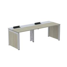 Mesa de Plataforma Simples para 2 Pessoas Corporativa 150x792/2p Pscpp150/792/2p Nogueira Casablanca/Cinza