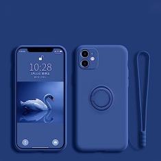 Suporte magnético de anel de dedo de silicone líquido para iPhone 14 13 12 11 Pro Mini XR X XS Max 7 8 Plus Se 2020 Capa de telefone, azul, para iphone 14 Plus