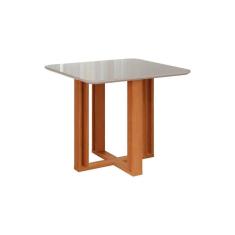 Mesa de Sala Jantar Flora c/ Tampo Madeirado 95X95cm Nature/Off White - Cimol