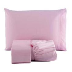 Jogo De Lençol Microfibra Casal Queen 3 Peças Rosa - Confecções evange