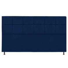 Cabeceira Estofada Damares 195 cm King Size Com Botonê Suede Azul Mari