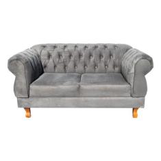 Sofá Chesterfield Elisabeth 2 Lugares 1.50M Suede Cinza/ sala de estar