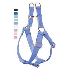 Peitoral de couro macio para cães – Peitoral ajustável para cães com fivela de metal resistente em ouro rosa, coletes de nylon Freedom para cães pequenos, médios e grandes, treinamento fácil de