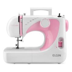 Máquina De Costura Elgin 14 Pontos Futura Jx-2040 Costura 8 Camadas De Jeans C/ Pedal Acessórios Estrutura De Ferro E Aço Portátil Branco/rosa 127v JX-2040