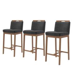 Conjunto 3 Banquetas Madeira Maciça Dani - Ease Móveis