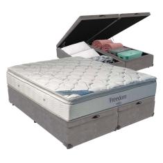 Cama Box Com Baú King E Colchão Freedom Ortobom D33 Cor: cinza