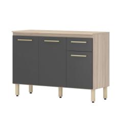 Balcão De Cozinha 3 Portas 1 Gaveta Dama Demóbile Avena/grafito