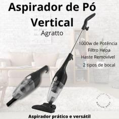 Aspirador de Pó Vertical 2 em 1 Agratto Duo 1000W Preto