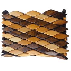 Bolsa de Madeira, tipo Carteira, Porta-Moedas, Marrom Marfim