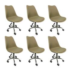 Kit 6 Cadeiras para Escritório Secretária Decorativa Eames Chicago  Cinza