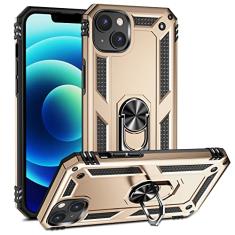 SORAKA Capa para iPhone 14 com suporte para anel Capa iPhone 14 Capa traseira de TPU macio com proteção contra impactos e PC rígido com placa de metal para suporte magnético para telefone em carro