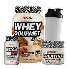 Kit Whey Protein Gourmet + Creatina 300g + BCAA 100 cáps + Coqueteleira - FN Forbis Nutrition-Unissex