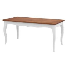 Mesa Sala de Jantar Cozinha Gallia 250cm Madeira Maciça e MDF Branco/Imbuia - Gran Belo