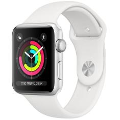 Apple Watch Series 3 GPS, 42 mm - Caixa de Alumínio Prata - Pulseira Esportiva Branca e Fecho Clássico