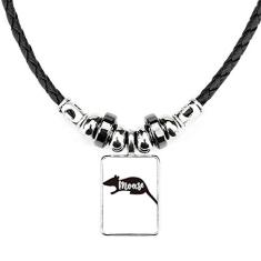 DIYthinker Colar de animal preto e branco com pingente de corda de couro de torque