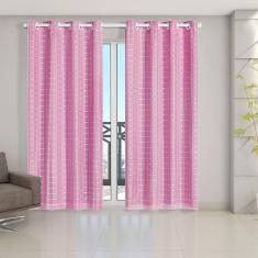 Cortina Blackout Pvc Com Tecido Voil Xadrez 2,80 X 2,30 Rosa