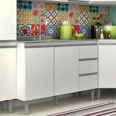 Balcão para Pia de Cozinha 3 Gavetas 2 Portas Athena Irm Branco