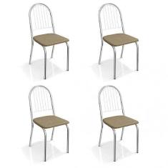 Conjunto 4 Cadeiras Metal Noruega Kappesberg Cromado/capuccino
