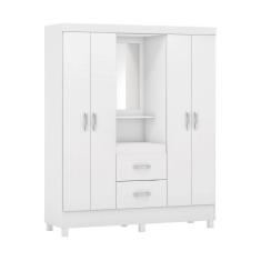 Guarda-roupas Solteiro 4 Portas e Espelho Cr35189 Branco