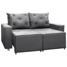 Sofá Retrátil E Reclinável 2 Lugares Bariloche 1.50cm C/ Molas - Veludo Cinza Chumbo