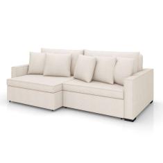 sofá 3 lugares retrátil e reclinável rivera linho bouclé cru 225 cm