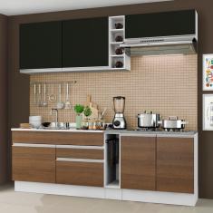 Cozinha Completa Parma com Armário e Balcão Madesa Branco/Preto
