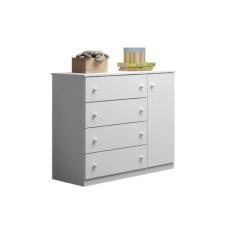 Cômoda Infantil Bebê Elisa 4 Gavetas 1 Porta Branco MDF - Phoenix Baby