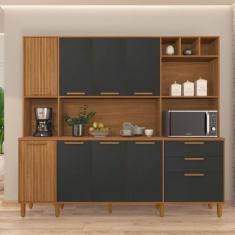 Armário de Cozinha Compacta Fidelitá Provença 219cm 9 Portas 2 Gavetas