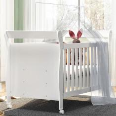 Berço Mini Cama Slim 100% Mdf Branco Tigus Baby, Branco