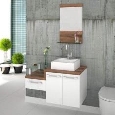 Gabinete para Banheiro 2 Portas 1 Gaveta com Cuba Q35 e Espelheira Leg