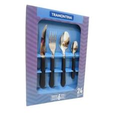 Jogo de Talheres Inox Preto 24 Peças Tramontina