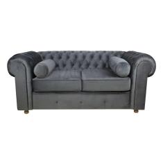 Sofá Chesterfield 02 Lugares 1.80 Cm Cor Cinza New Velu 012 Jr