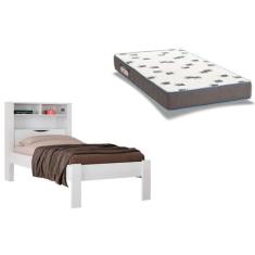 Colchão Solteiro Light D33 Ortobom + Cama Invicta Branco - Santos Andi