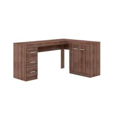 Mesa Canto p/Escritório MSM446 c/ 2 Portas e 3 Gavetas Rustico - Movel