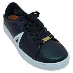 Tênis Feminino Vizzano Pelica Casual Cano Baixo, Preto, Branco, 35