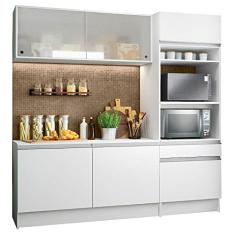 Cozinha Compacta Madesa Topazio Pop com Armário, Balcão e Tampo - Branco