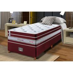 Conjunto Cama Box Solteiro de Molas Ensacadas Cama inBox Select Euro Soft 88x188x71 Vinho