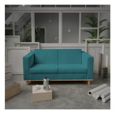 Sofá 2 Lugares 140cm Suede Esper Maranata Estofados Azul Turquesa